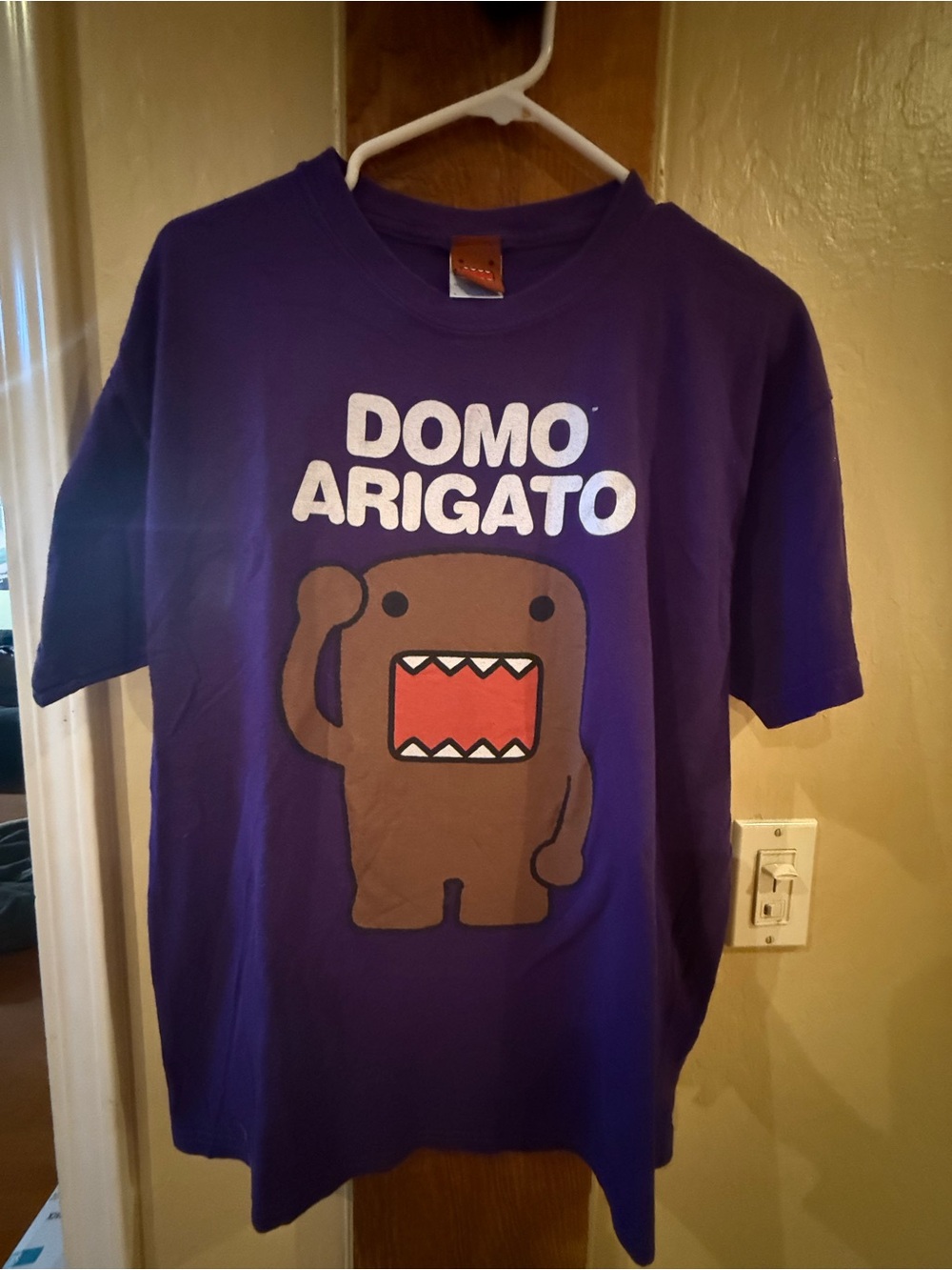 Domo Arigato Graphic Tee - Purple with Brown Domo Unisex Size Large